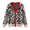 2024 New Autumn And Winter Women's Knitted Leopard Print Cardigans Ladies Single-Breasted Sweater Red Jumper Female Clothing