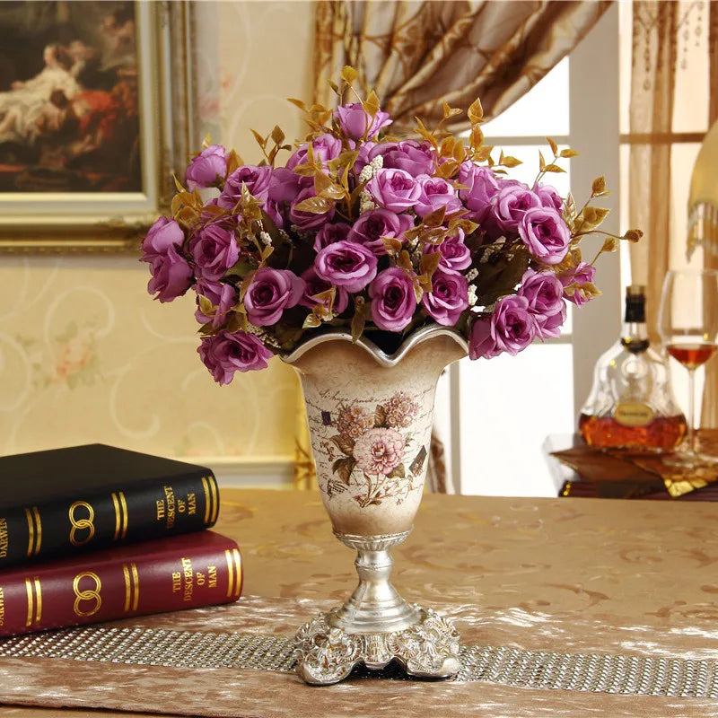 Creative European style retro resin vase Home Furnishing decoration living room dining room table vases flower vase