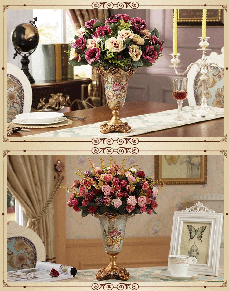 Creative European style retro resin vase Home Furnishing decoration living room dining room table vases flower vase