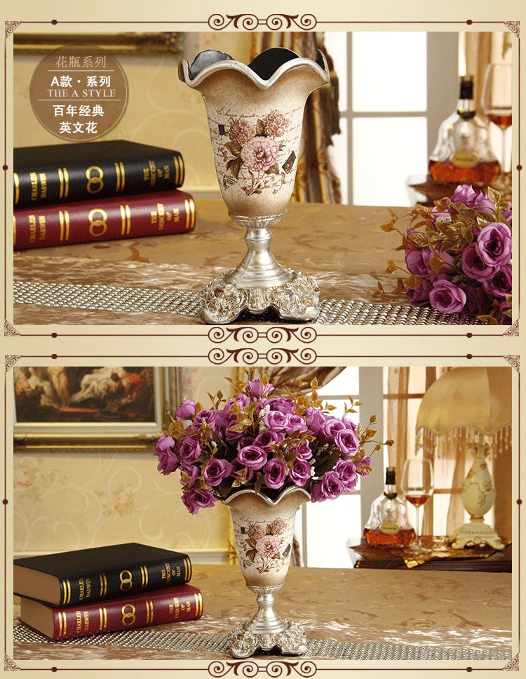 Creative European style retro resin vase Home Furnishing decoration living room dining room table vases flower vase