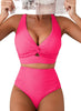 Women's Solid Color Rib Fabric Swimsuit Suit