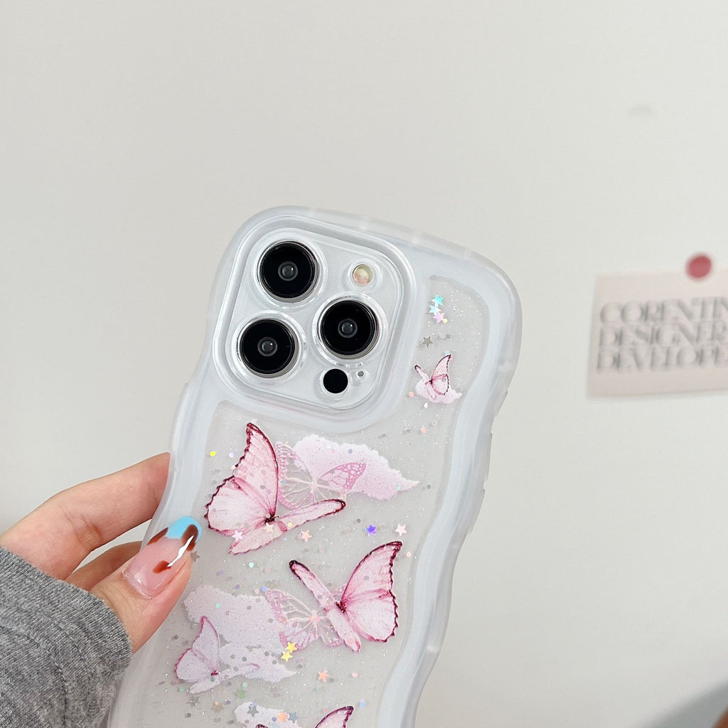 Painted Butterfly Glitter Transparent Drop-resistant Protective Cover