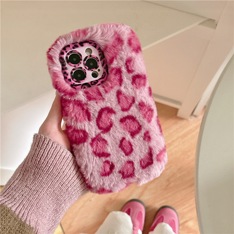 Personalized Leopard Print Autumn And Winter Plush Phone Case