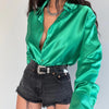 Single-breasted Long Sleeve Lapel Shirt Sexy Women Clothing