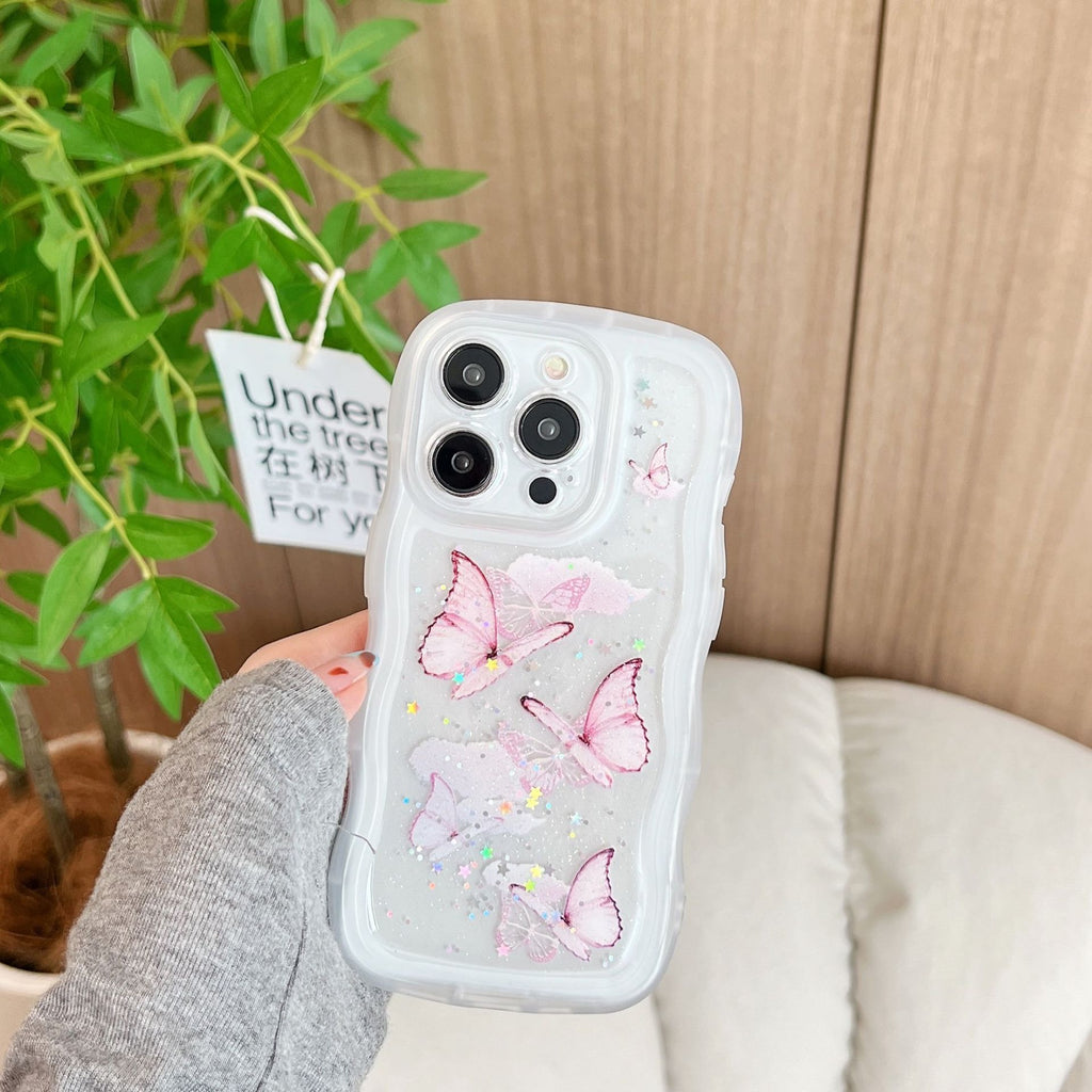 Painted Butterfly Glitter Transparent Drop-resistant Protective Cover