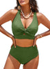 Women's Solid Color Rib Fabric Swimsuit Suit
