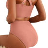 Women's Solid Color Rib Fabric Swimsuit Suit