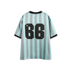 Vertical Stripes Contrast Stitching Short Sleeves Jersey Loose Half Sleeve T-shirt
