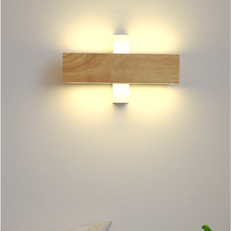 Solid Wood Bedroom Bedside LED Wall Lamp
