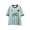 Vertical Stripes Contrast Stitching Short Sleeves Jersey Loose Half Sleeve T-shirt
