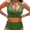 Women's Solid Color Rib Fabric Swimsuit Suit