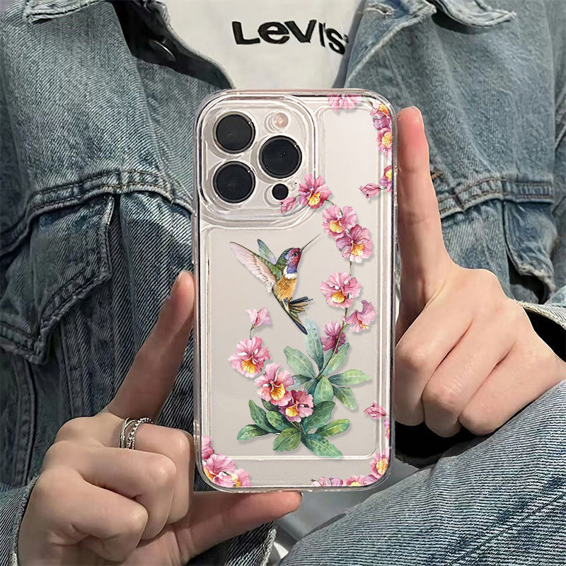 Flower Magpie Fine Hole All-inclusive Phone Case