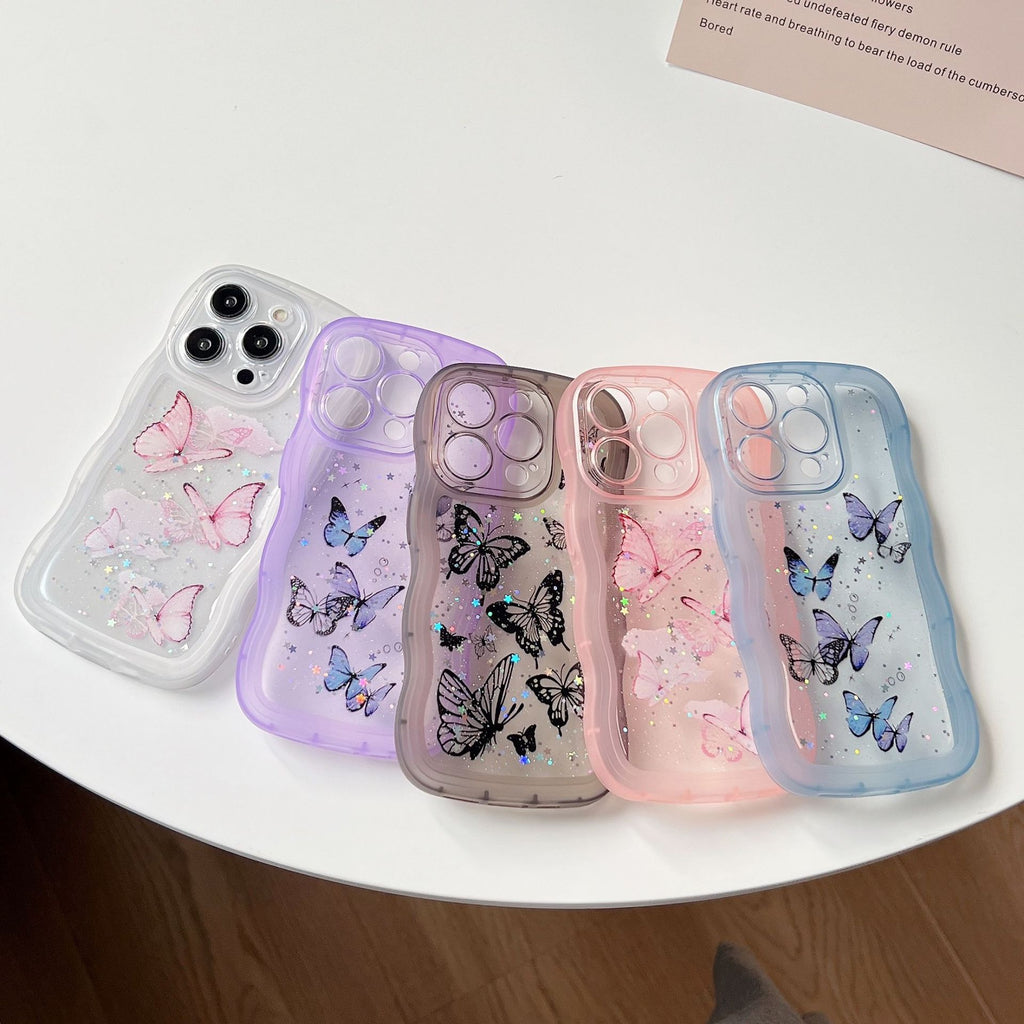 Painted Butterfly Glitter Transparent Drop-resistant Protective Cover