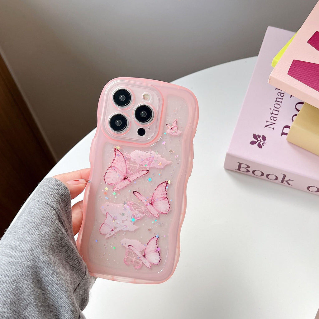 Painted Butterfly Glitter Transparent Drop-resistant Protective Cover