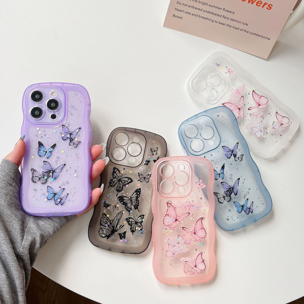 Painted Butterfly Glitter Transparent Drop-resistant Protective Cover