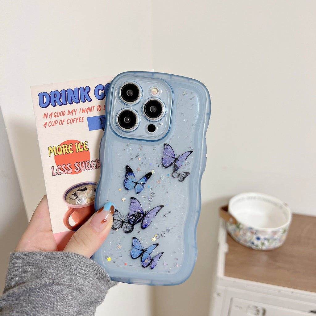 Painted Butterfly Glitter Transparent Drop-resistant Protective Cover