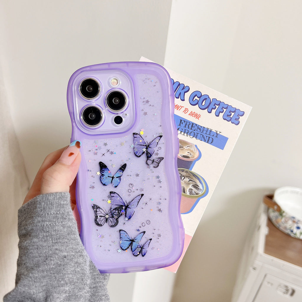 Painted Butterfly Glitter Transparent Drop-resistant Protective Cover