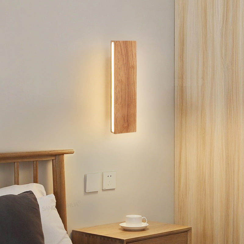 Solid Wood Bedroom Bedside LED Wall Lamp