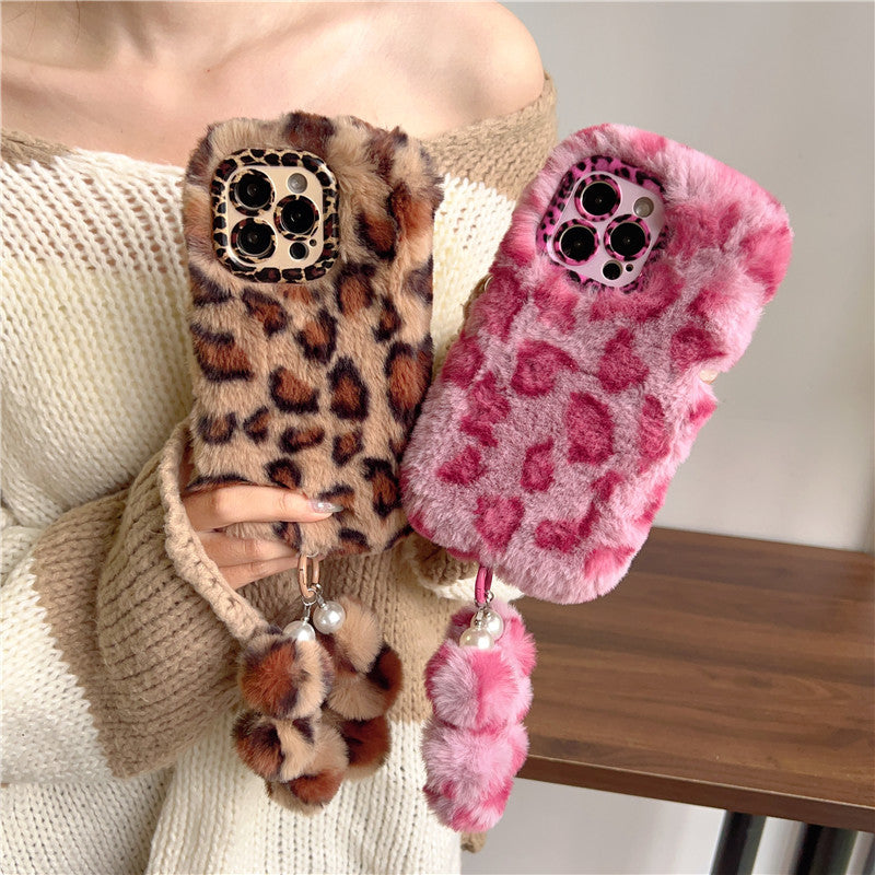 Personalized Leopard Print Autumn And Winter Plush Phone Case