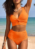 Women's Solid Color Rib Fabric Swimsuit Suit