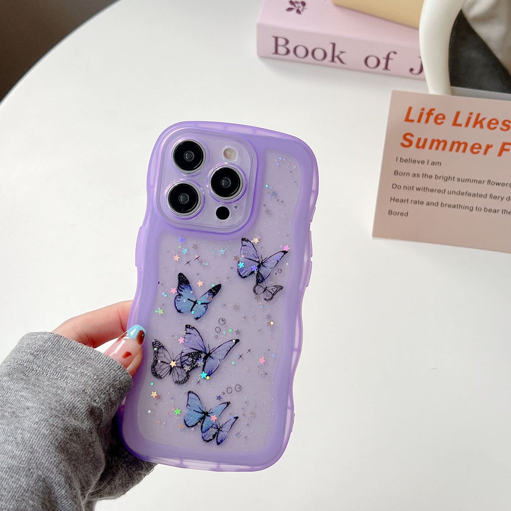 Painted Butterfly Glitter Transparent Drop-resistant Protective Cover