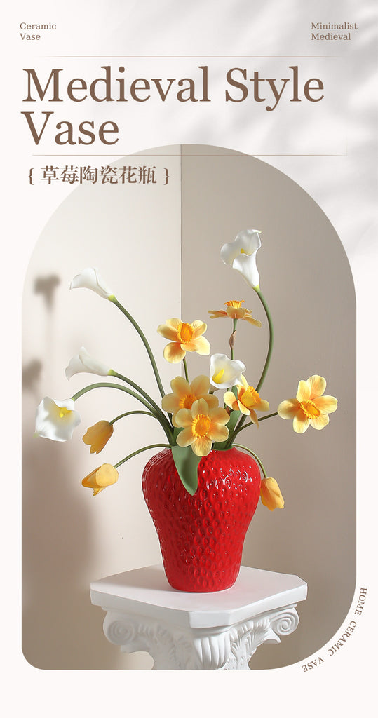 INS Wind Strawberry Ceramic Vase, Living Room Decoration, Home Decoration, Creative Soft Decoration Crafts, Wine Cabinet Decorat