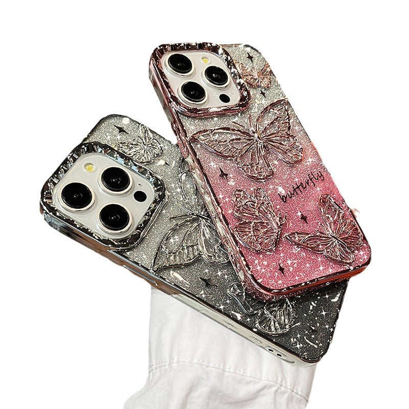 Phone Case New Butterfly Glitter Anti-fall