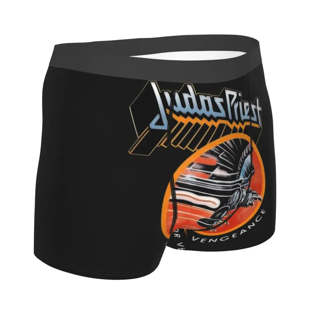 Judas Priest Accessories British Steel Firepower Men Boxer Briefs Breathable Underwear Top Quality Print Shorts Birthday Gifts