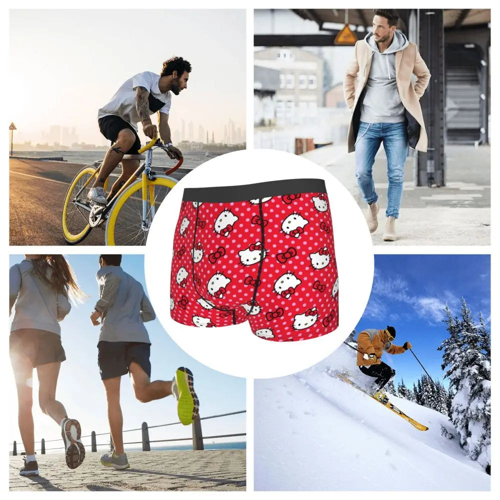 Custom Male Cool Hello Kitty Men Underwear Boxer Briefs Soft Shorts Panties Underpants