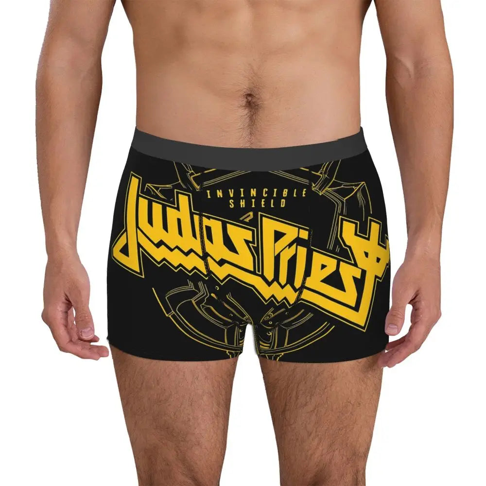 Judas Priest Accessories British Steel Firepower Men Boxer Briefs Breathable Underwear Top Quality Print Shorts Birthday Gifts