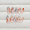 24pcs Ins Simple False Nails Goldfish Pattern Almond Fake Nail Wearable Detachable Simple Nude Pink Press On Nails Manicure Set