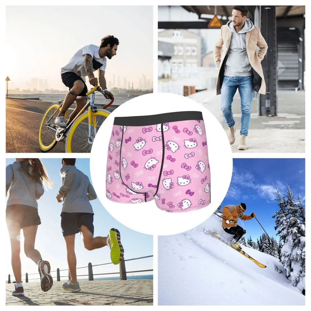 Custom Male Cool Hello Kitty Men Underwear Boxer Briefs Soft Shorts Panties Underpants