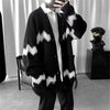 Knit Cardigan Man Black Sweater for Men Contrasting Colors Coats Loose Designer Top Korean Reviews Clothes Open Y2k Fit Casual