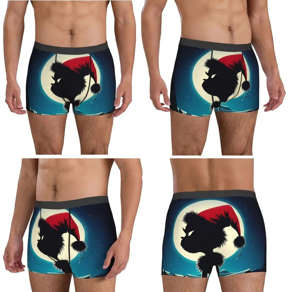 The Grinched Silhouette Digital Art Underwear Men Shorts Briefs Novelty Boxer Shorts Quality Pattern Plus Size Underpants