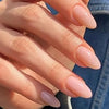 24Pcs Almond False Nails Pink Gradient Simple with French Design Wearable Fake Nails Short Full Cover Press on Nail Tips Art