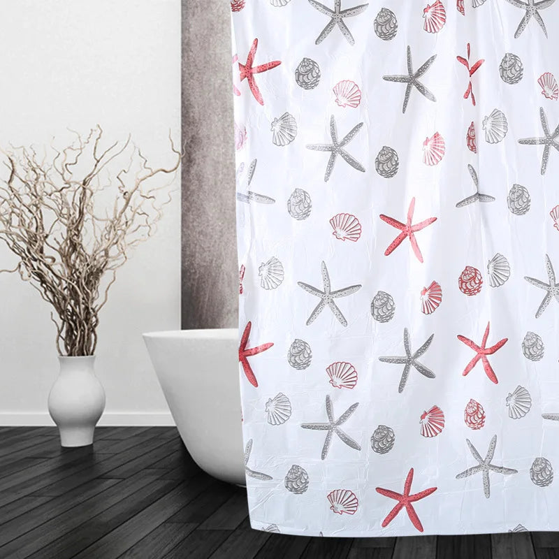 1pc High Quality Printing Shower Curtain Mildew -proof PEVA Thickened Shower Curtain Printing Bathroom Supplies