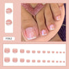 24pcs Simple French Fake Toenails White Edge Pink Short Square Toe Nails Full Cover Foot Nails Tips for Women Girls