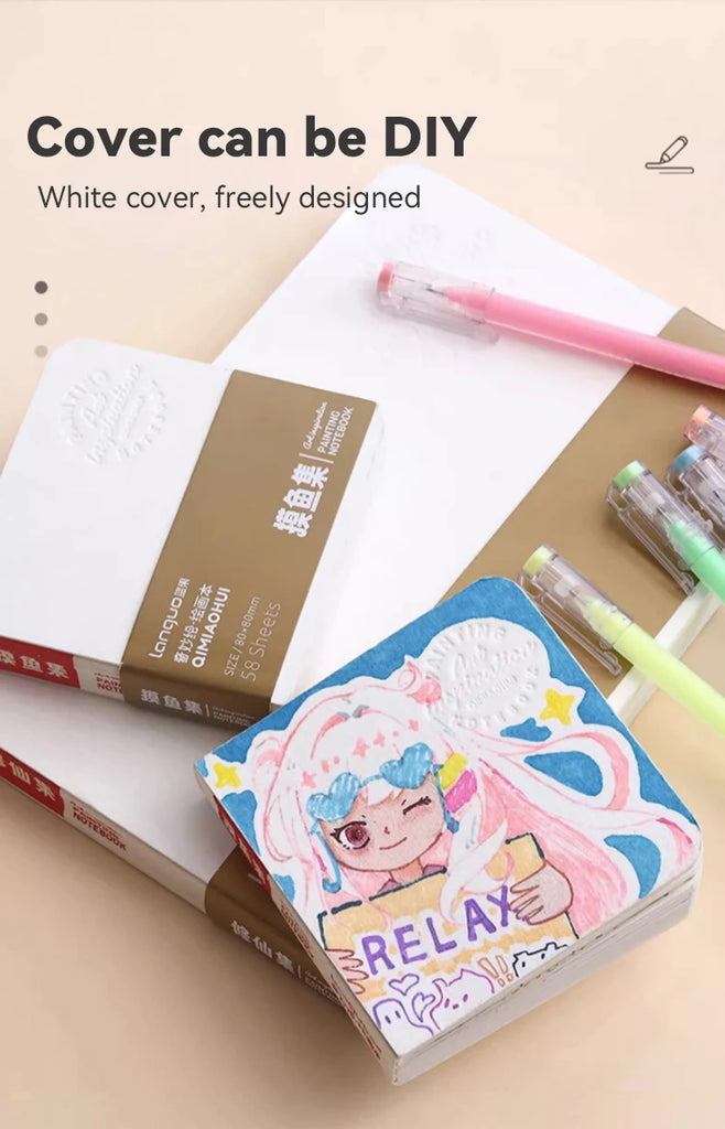 Handheld Drawing Book 200g thick White Cardboard MINI Portable Watercolor Pocket Sketch Book Blank Graffiti Drawing Book