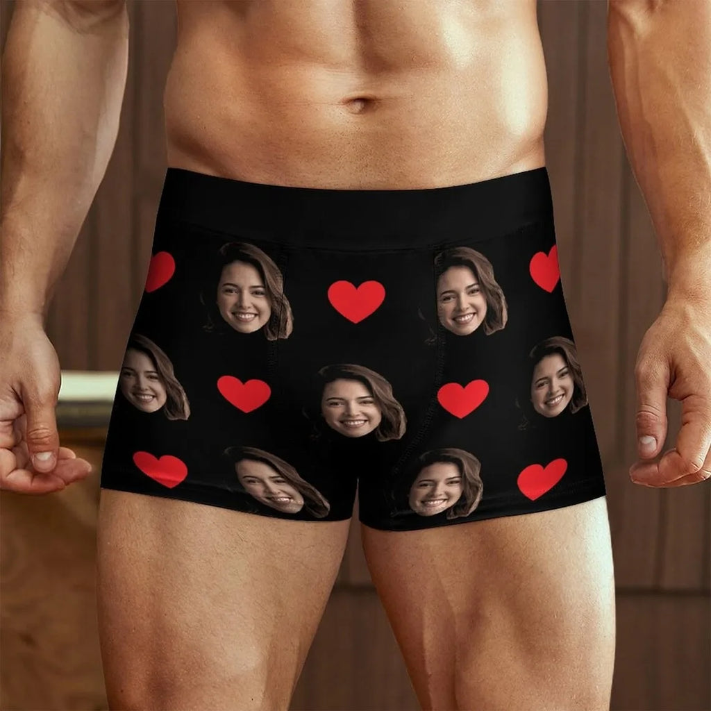 Custom Boxers Men Women Personalised Boxers With Face On Underwear Heart Socks Valentine's Day Gifts For Boyfriend/Husband