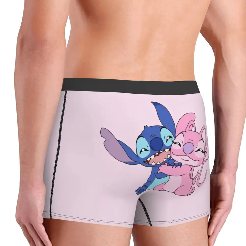 Boxer Lilo & Stitch Angel Love Alternative Shorts Panties Briefs Men Underwear Cartoon Cute Breathable Underpant Homme Plus Size