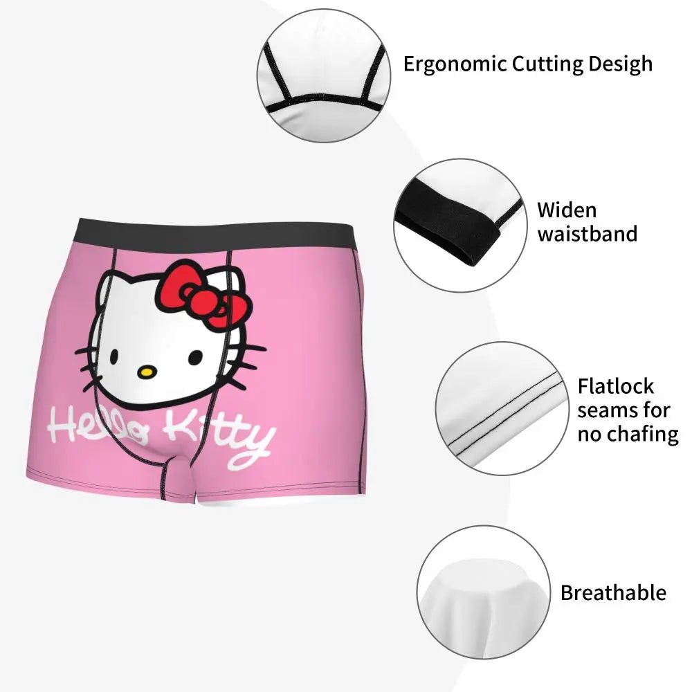 Custom Male Cool Hello Kitty Men Underwear Boxer Briefs Soft Shorts Panties Underpants