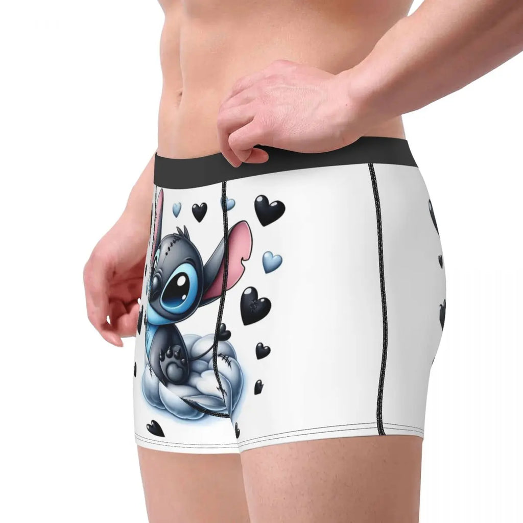 Boxer Lilo & Stitch Angel Love Alternative Shorts Panties Briefs Men Underwear Cartoon Cute Breathable Underpant Homme Plus Size