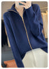 100% Pure Wool Stand Collar, Wool Zipper Cardigan, Lazy Style, 2024 autumn/winter New item, Women's Wool Sweater, Jacket