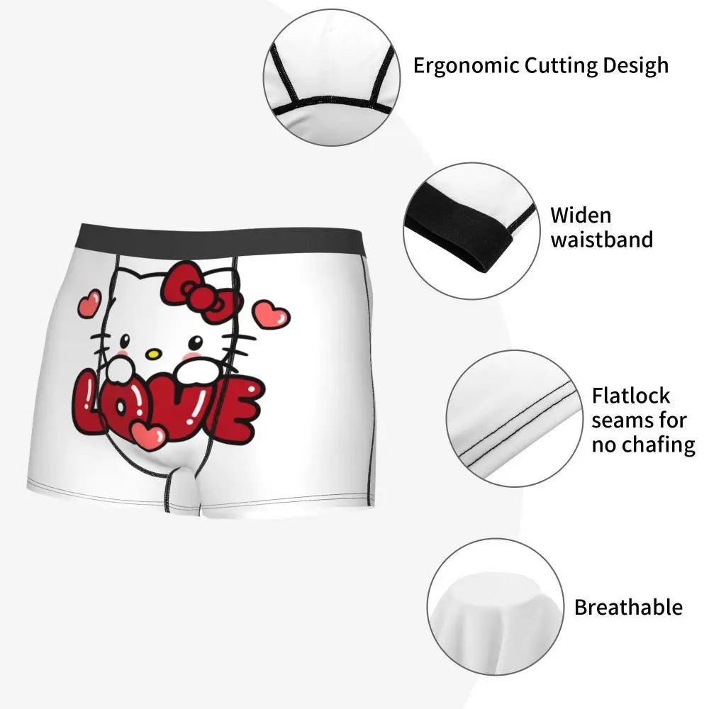 Custom Male Cool Hello Kitty Men Underwear Boxer Briefs Soft Shorts Panties Underpants