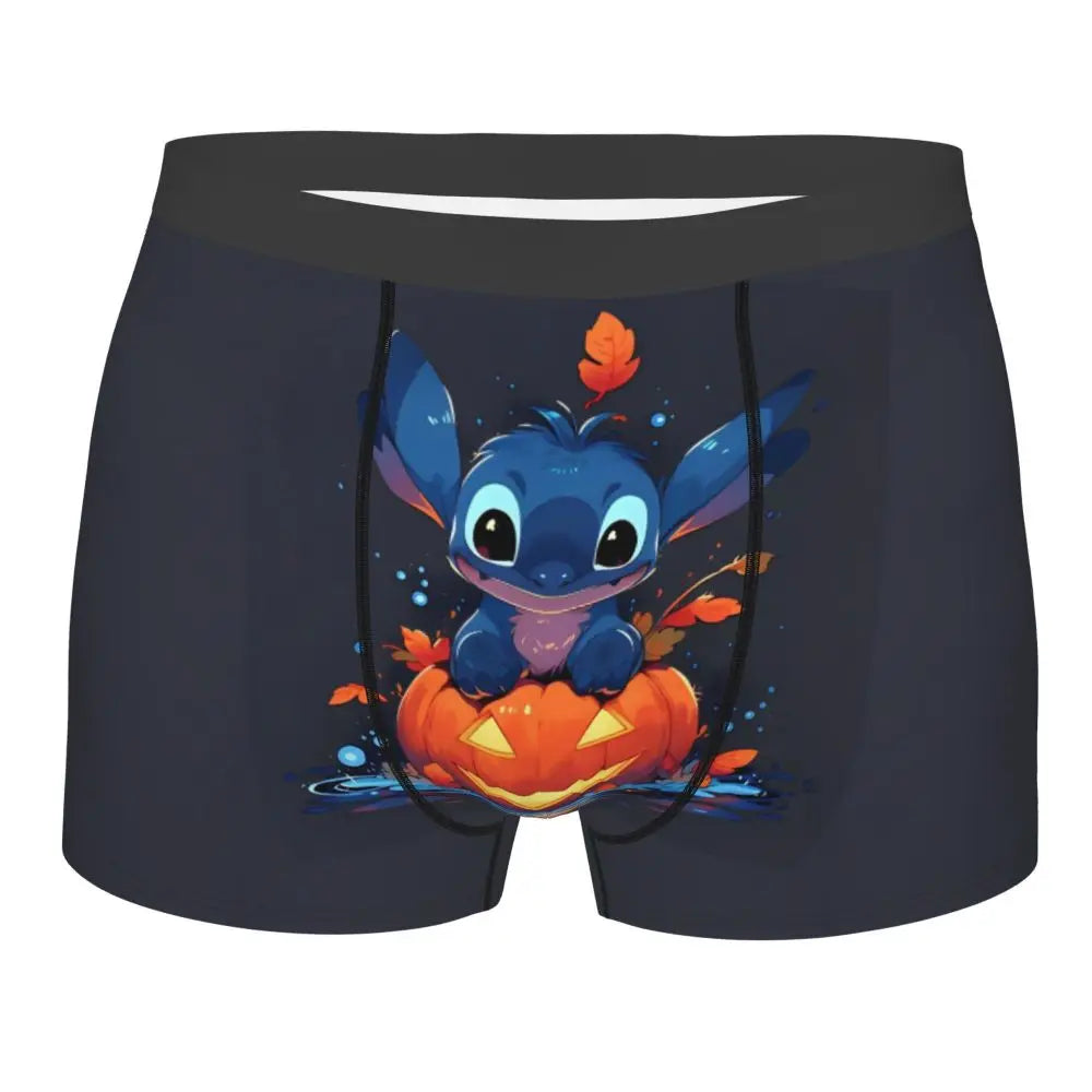 Boxer Lilo & Stitch Angel Love Alternative Shorts Panties Briefs Men Underwear Cartoon Cute Breathable Underpant Homme Plus Size