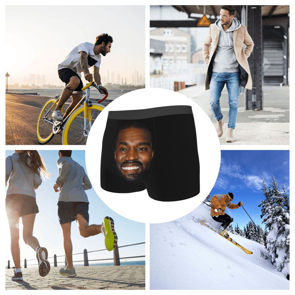 Custom Funny Kanye West Meme Boxer Shorts For Men 3D Print Sexy POP Rapper Underwear Panties Briefs Soft Underpants