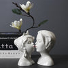 Ceramic Head Face Vase Small Lovers Kiss Statue Flower Pot White Black Modern Planter for Home Table Decoration Floral Art Gifts
