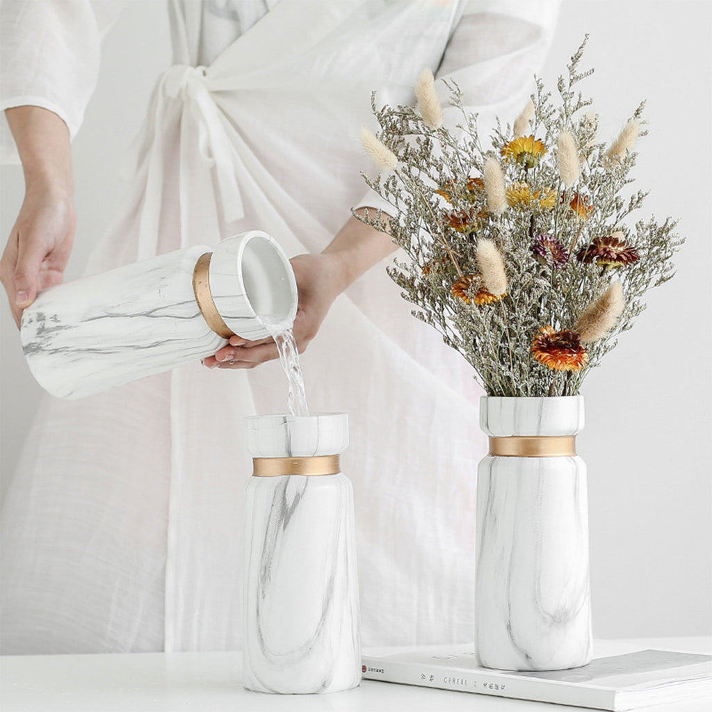 Ceramics Vase Nordic Home Living Room Decoration Vintage Marble Pattern Flower Pot Desktop Decoration