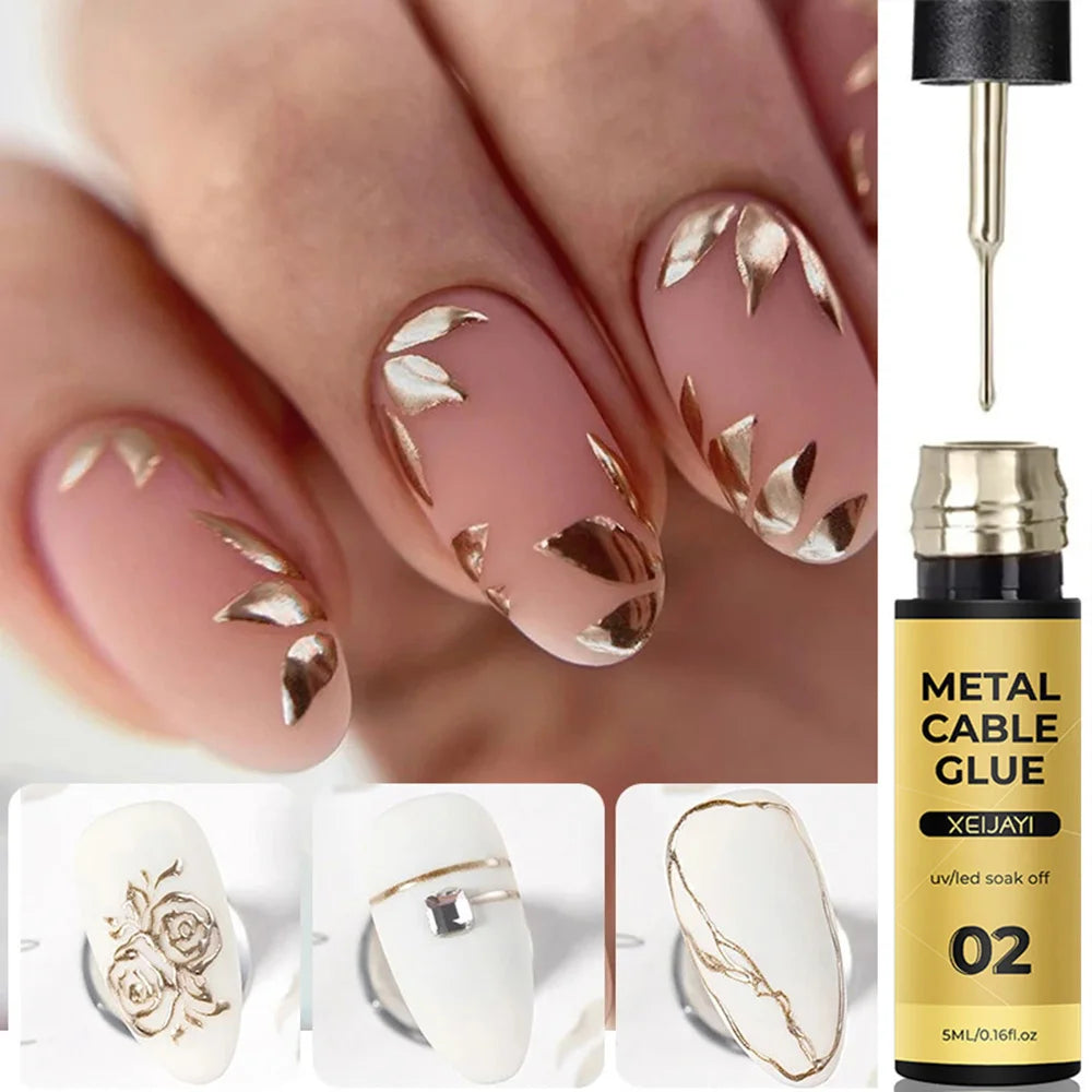 5ml Gold Liner Gel Sliver Metallic Liner Gel Nail Polish French Super Bright Mirror Pull Line Graffiti Painting Stripe Gel