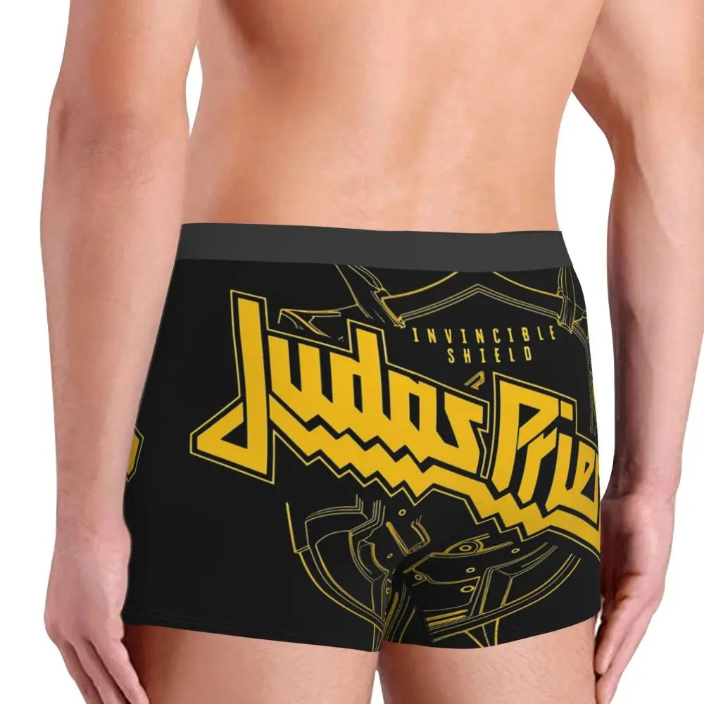 Judas Priest Accessories British Steel Firepower Men Boxer Briefs Breathable Underwear Top Quality Print Shorts Birthday Gifts